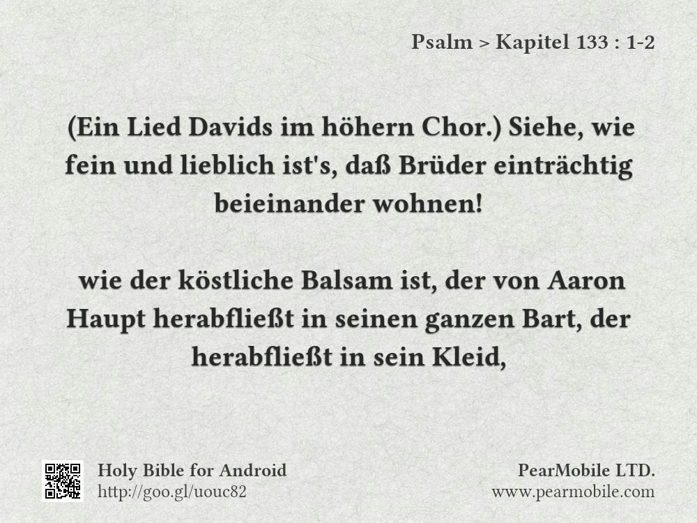 Psalm, Kapitel 133:1-2